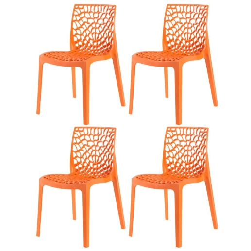 Produto Kit 4 Cadeiras de jantar Gruvyer com design contemporâneo e anatômico - Laranja