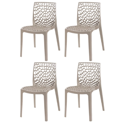 Produto Kit 4 Cadeiras de jantar Gruvyer com design contemporâneo e anatômico - Nude