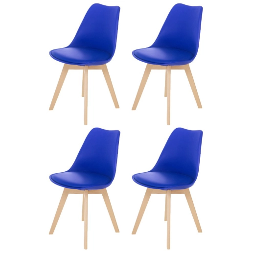 Produto Kit 4 Cadeiras de jantar Leda com assento estofado e design moderno - Azul Bic