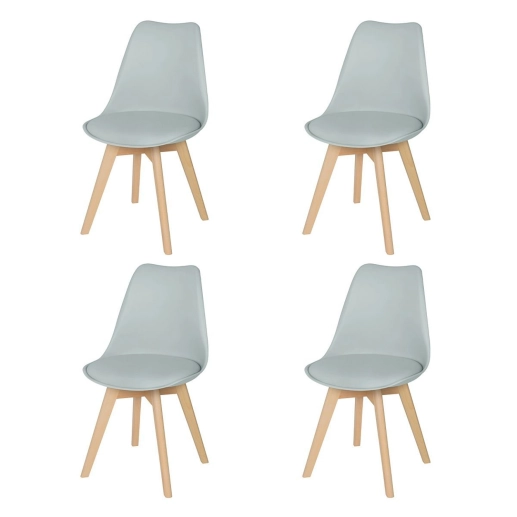 Produto Kit 4 Cadeiras de jantar Leda com assento estofado e design moderno - Cinza claro
