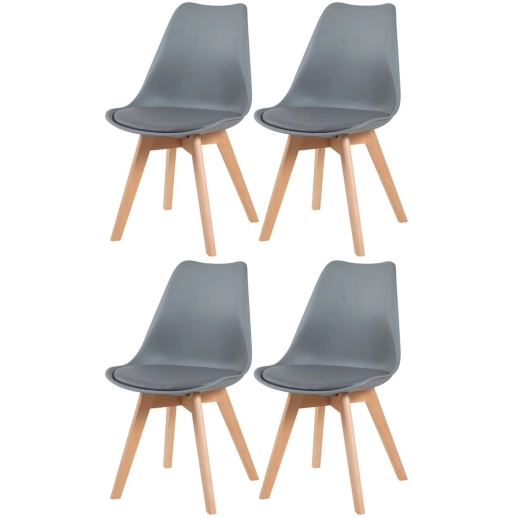 Produto Kit 4 Cadeiras de jantar Leda com assento estofado e design moderno - Cinza escuro