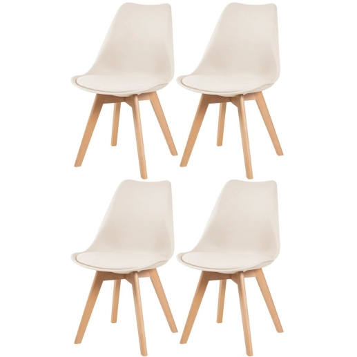 Produto Kit 4 Cadeiras de jantar Leda com assento estofado e design moderno - Creme
