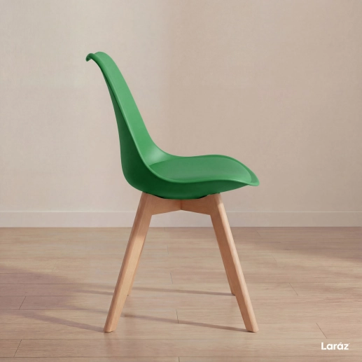 Produto Kit 4 Cadeiras de jantar Leda com assento estofado e design moderno - Verde bandeira