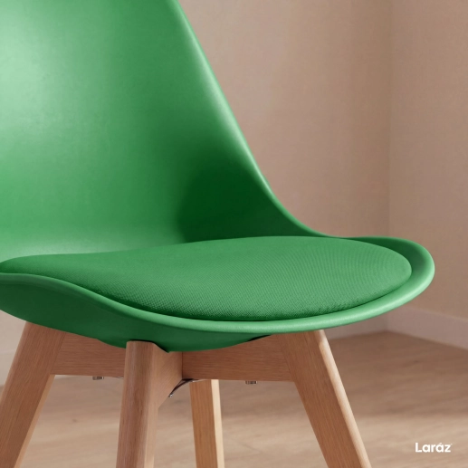 Produto Kit 4 Cadeiras de jantar Leda com assento estofado e design moderno - Verde bandeira