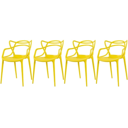 Produto Kit 4 Cadeiras de jantar Master Allegra Design Moderno em Polipropileno - Amarelo