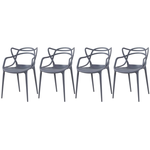 Produto Kit 4 Cadeiras de jantar Master Allegra Design Moderno em Polipropileno - Cinza escuro