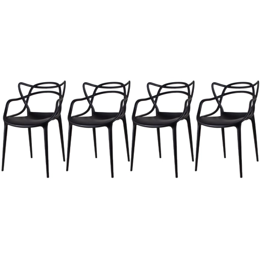 Produto Kit 4 Cadeiras de jantar Master Allegra Design Moderno em Polipropileno - Preto