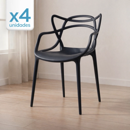 Produto Kit 4 Cadeiras de jantar Master Allegra Design Moderno em Polipropileno - Preto