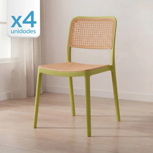 Produto Kit 4 Cadeiras de jantar Maya com design moderno e assento confortável - Verde