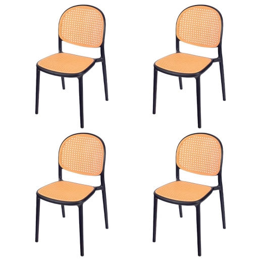 Produto Kit 4 Cadeiras de jantar Mumbai de telinha com design contemporâneo e assento anatômico – Preta