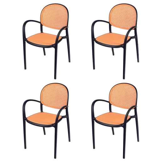 Produto Kit 4 Cadeiras de jantar Mumbai telinha com braços e design contemporâneo – Preta