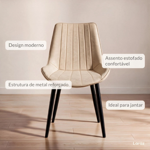 Produto Kit 4 Cadeiras estofada Chicago com design industrial - Nude Vintage