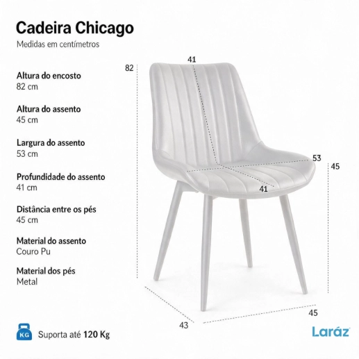 Produto Kit 4 Cadeiras estofada Chicago com design industrial – Preto