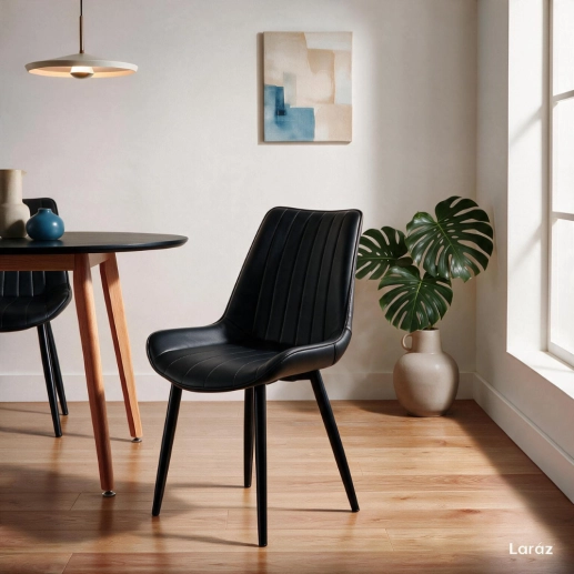 Produto Kit 4 Cadeiras estofada Chicago com design industrial – Preto