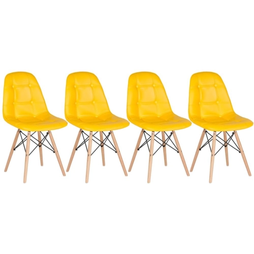 Produto Kit 4 Cadeiras de jantar Charles Eames Eiffel Botonê Estofada - Amarelo