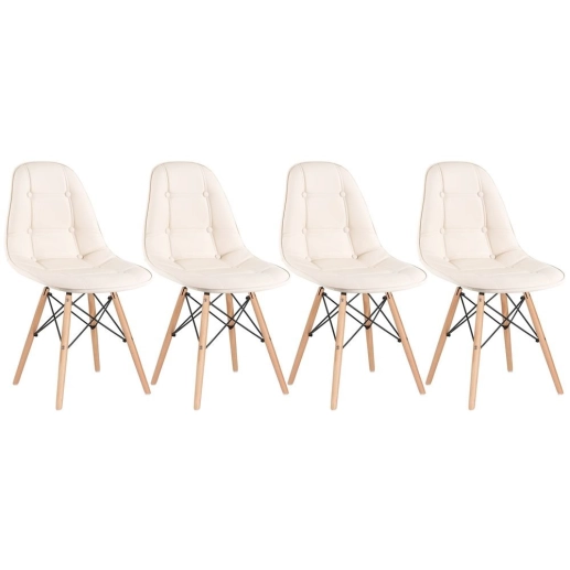 Produto Kit 4 Cadeiras de jantar Charles Eames Eiffel Botonê Estofada - Creme