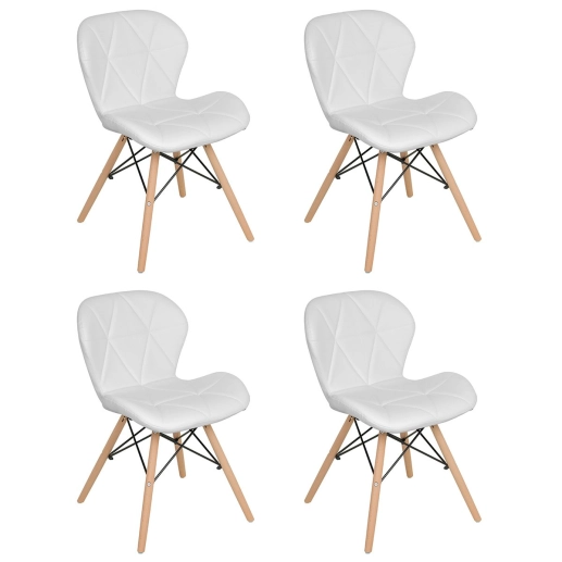 Produto Kit 4 Cadeiras de jantar estofada Charles Eames Eiffel Slim Wood confort – Branco