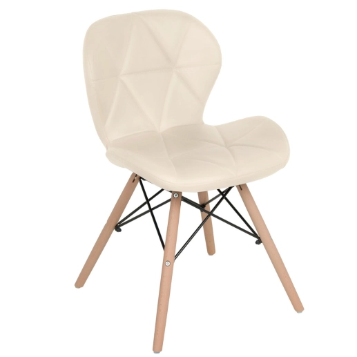 Kit 4 Cadeiras de jantar estofada Charles Eames Eiffel Slim Wood confort – Creme Produto Kit 4 Cadeiras de jantar estofada Charles Eames Eiffel Slim Wood confort – Creme