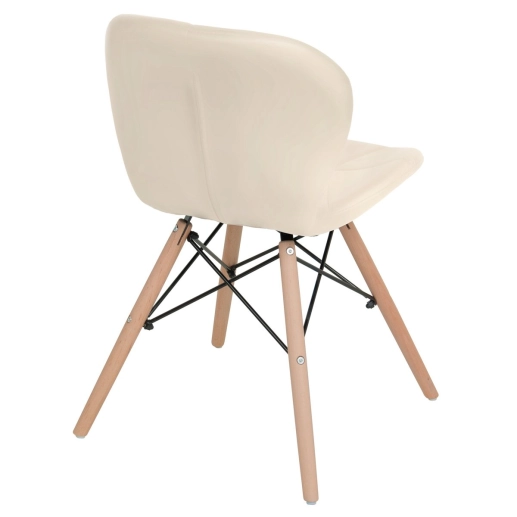 Kit 4 Cadeiras de jantar estofada Charles Eames Eiffel Slim Wood confort – Creme Produto Kit 4 Cadeiras de jantar estofada Charles Eames Eiffel Slim Wood confort – Creme