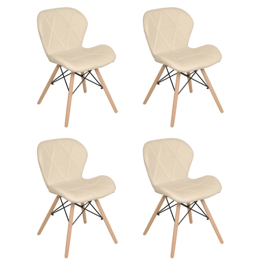 Produto Kit 4 Cadeiras de jantar estofada Charles Eames Eiffel Slim Wood confort – Nude