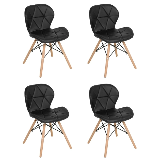 Produto Kit 4 Cadeiras de jantar estofada Charles Eames Eiffel Slim Wood confort – Preto