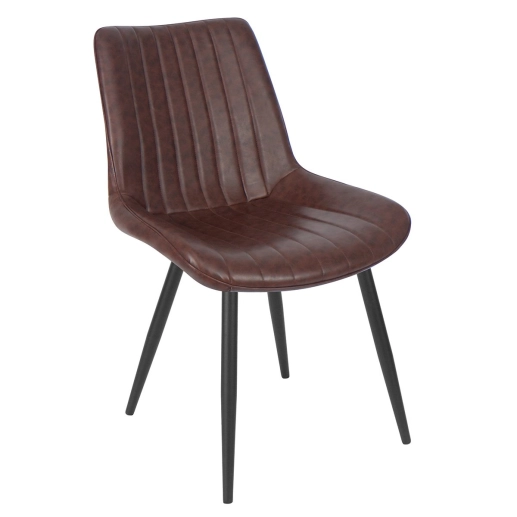 Kit 4 cadeiras estofadas design industrial Chicago Marrom Café Produto Kit 4 cadeiras estofadas design industrial Chicago Marrom Café