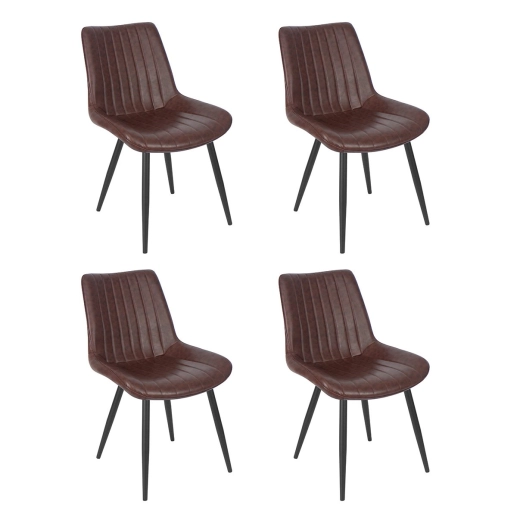 Kit 4 cadeiras estofadas design industrial Chicago Marrom Café Produto Kit 4 cadeiras estofadas design industrial Chicago Marrom Café