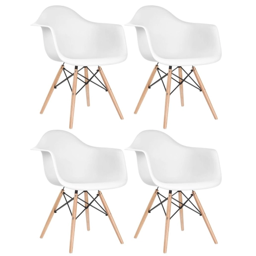 Produto Kit 4 Cadeiras de jantar Charles Eames Eiffel DAW em Polipropileno - Branco