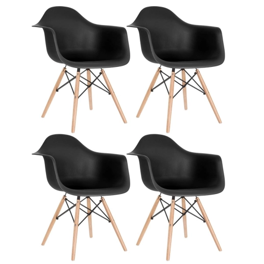 Produto Kit 4 Cadeiras de jantar Charles Eames Eiffel DAW em Polipropileno - Preto