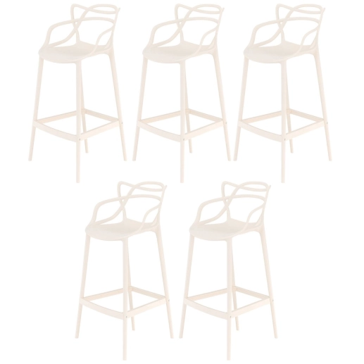 Produto Kit 5 Banquetas alta para bancada Master Allegra em Polipropileno 78 cm - Creme