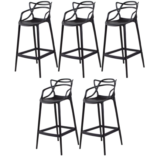 Produto Kit 5 Banquetas alta para bancada Master Allegra em Polipropileno 76 cm - Preto