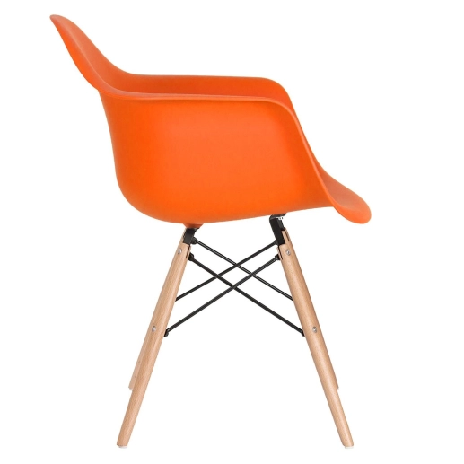 Produto Kit 5 cadeiras Charles Eames Eiffel DAW com pés de madeira clara - Laranja