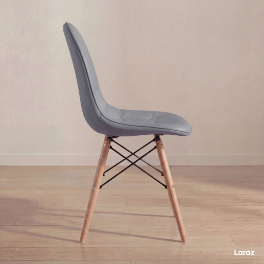 Produto Kit 5 Cadeiras de jantar Charles Eames Eiffel Botonê Estofada – Cinza-escuro