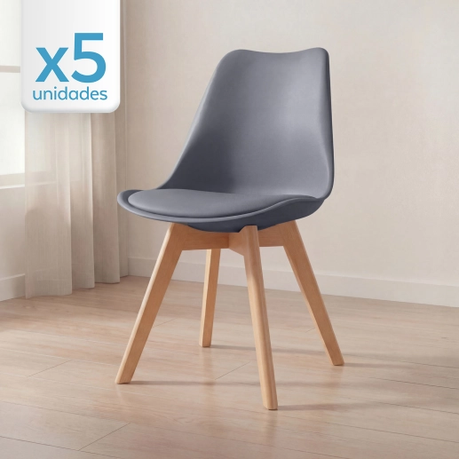 Produto Kit 5 Cadeiras de jantar Leda com assento estofado e design moderno - Fendi