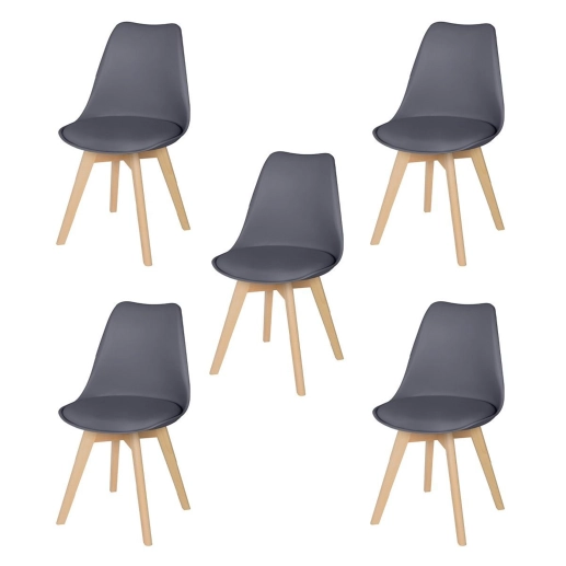 Produto Kit 5 Cadeiras de jantar Leda com assento estofado e design moderno - Fendi