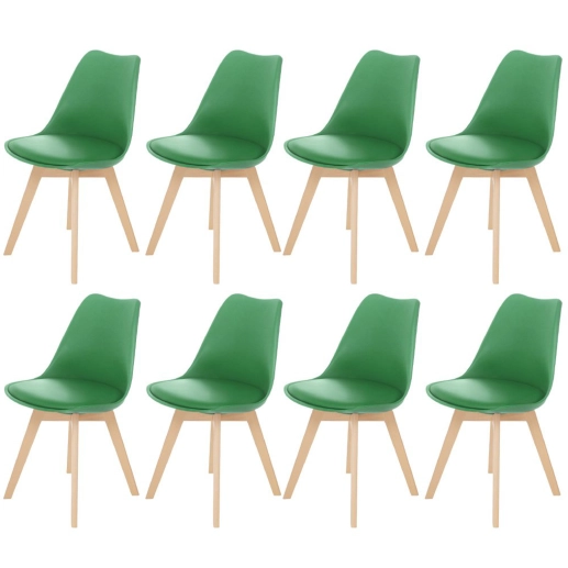 Produto Kit 5 Cadeiras de jantar Leda com assento estofado e design moderno - Verde bandeira