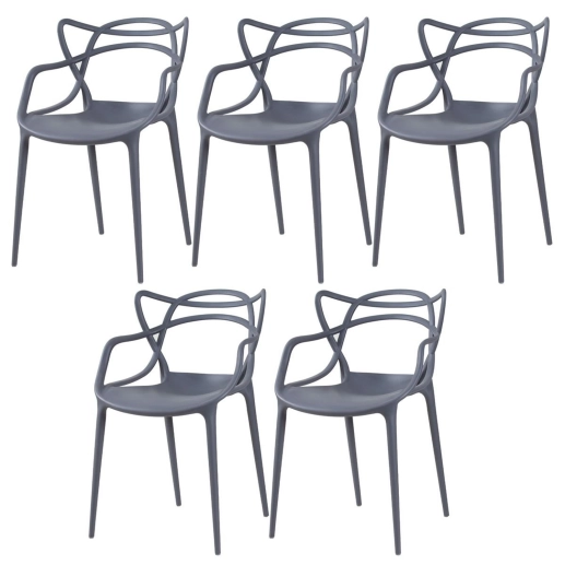 Produto Kit 5 Cadeiras de jantar Master Allegra Design Moderno em Polipropileno - Cinza escuro