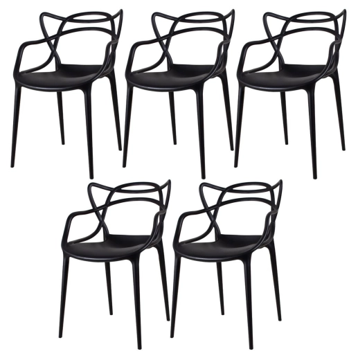 Produto Kit 5 Cadeiras de jantar Master Allegra Design Moderno em Polipropileno - Preto