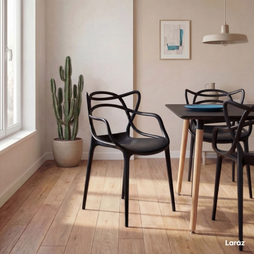 Produto Kit 5 Cadeiras de jantar Master Allegra Design Moderno em Polipropileno - Preto