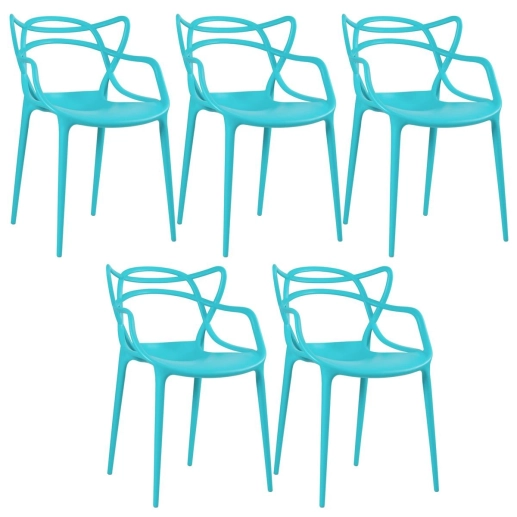 Produto Kit 5 Cadeiras de jantar Master Allegra Design Moderno em Polipropileno - Azul Tiffany