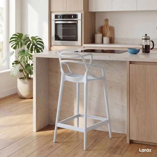 Kit 6 Banquetas média para bancada Master Allegra em Polipropileno 66 cm - Branco Produto Kit 6 Banquetas média para bancada Master Allegra em Polipropileno 66 cm - Branco
