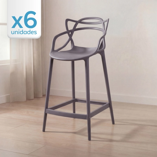 Produto Kit 6 Banquetas média para bancada Master Allegra em Polipropileno 66 cm - Fendi