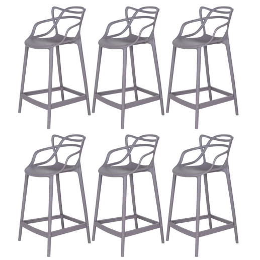 Produto Kit 6 Banquetas média para bancada Master Allegra em Polipropileno 66 cm - Fendi