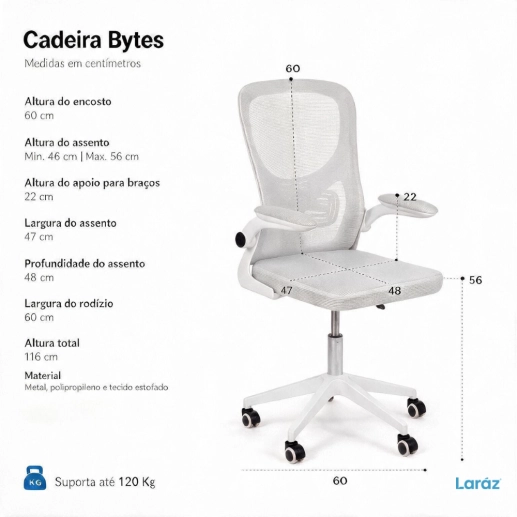Produto Kit 6 Cadeiras Bytes para escritório com rodizios - Rosa claro