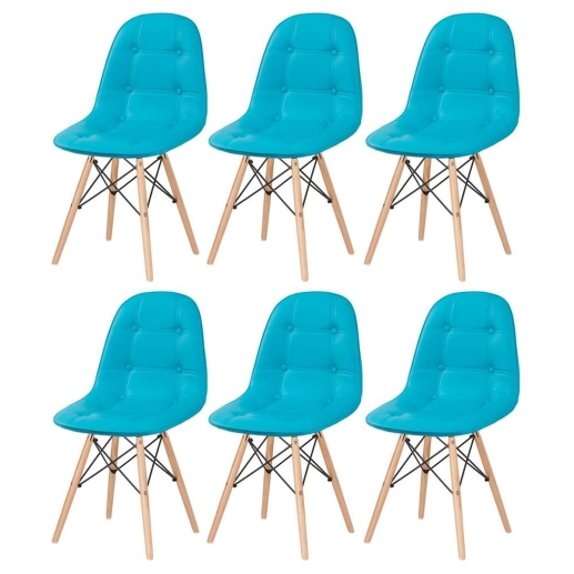 Produto Kit 6 Cadeiras de jantar Charles Eames Eiffel Botonê Estofada - Tiffany
