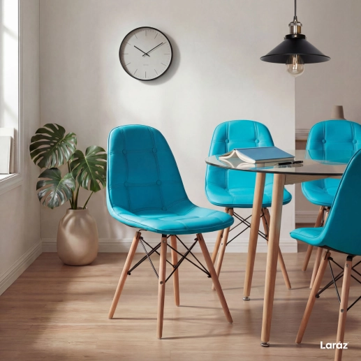 Produto Kit 6 Cadeiras de jantar Charles Eames Eiffel Botonê Estofada - Tiffany