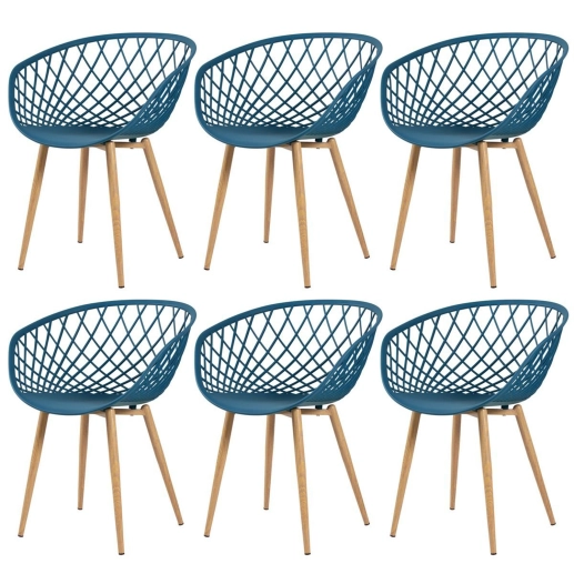 Produto Kit 6 Cadeiras de jantar Clarice Nest com design moderno e anatômico - Azul petróleo