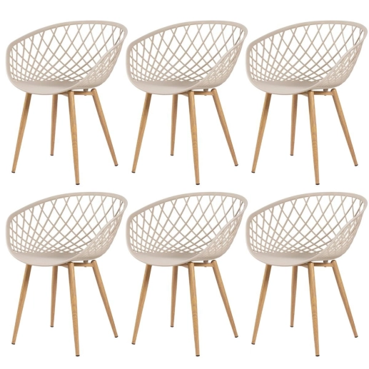 Produto Kit 6 Cadeiras de jantar Clarice Nest com design moderno e anatômico - Nude