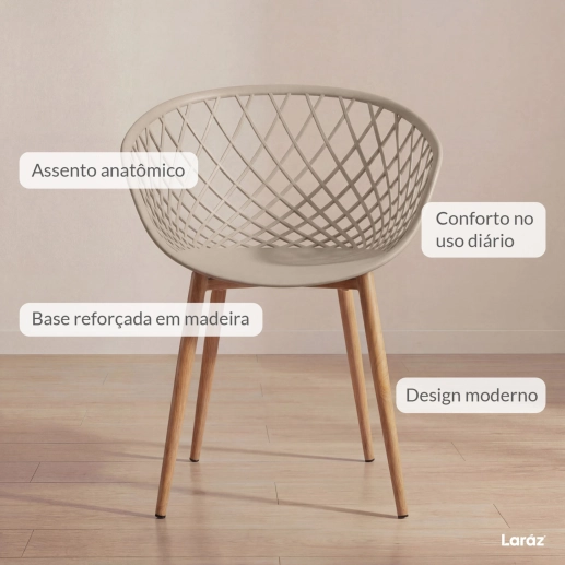 Produto Kit 6 Cadeiras de jantar Clarice Nest com design moderno e anatômico - Nude