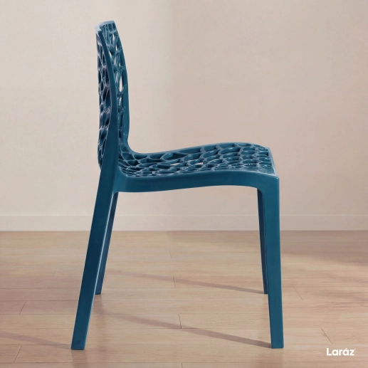 Produto Kit 6 Cadeiras de jantar Gruvyer com design contemporâneo e anatômico - Azul petróleo